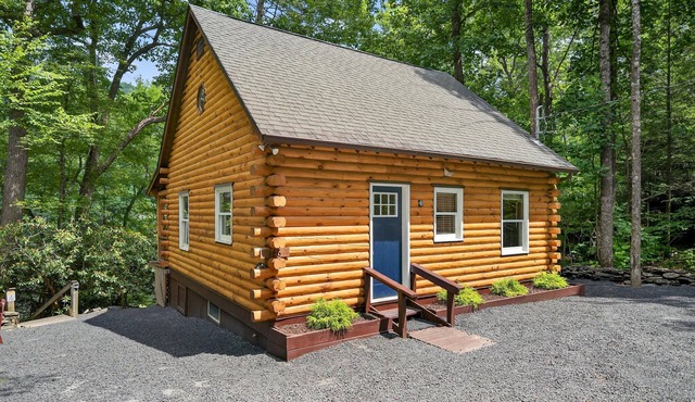 Peaceful and Private Delaware Riverfront Log Cabin.