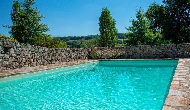 Peaceful barn conversion retreat with private pool and panoramic views