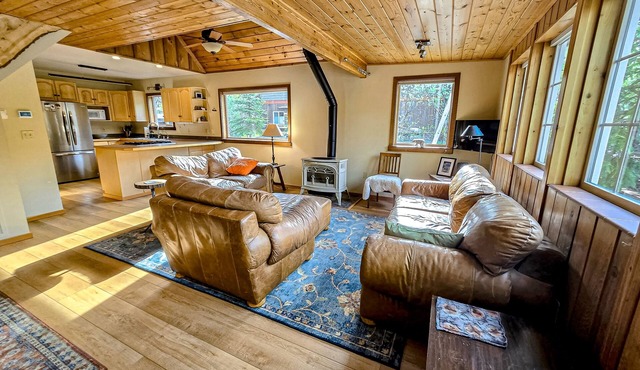 Peaceful cabin in Girdwood, fireplace, wood stove & mountain views