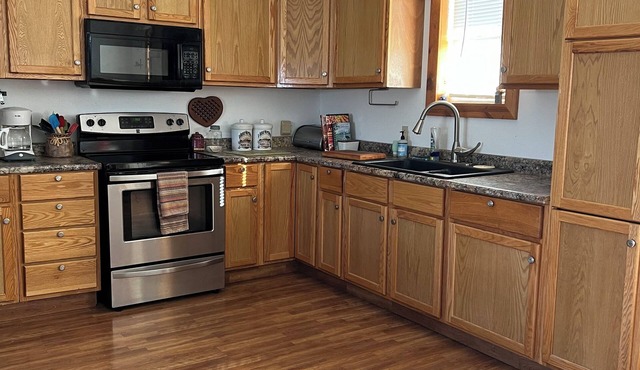 Peaceful, comfortable cabin with attached garage and all the amenities.