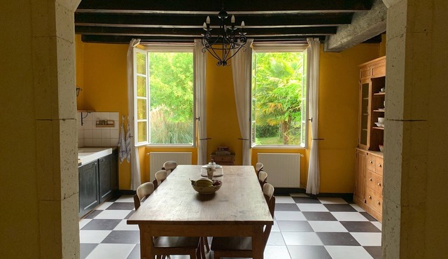 Peaceful countryside French stone house near vineyards