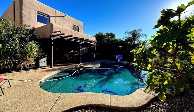 Peaceful desert Oasis, pool & spa! Pets welcome, golf, hiking, riding, dining.