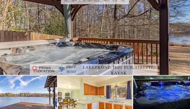 Peaceful Lakefront Home w/Hot tub, Dock, Firepit, Kayak, Cornhole, Ramp nearby