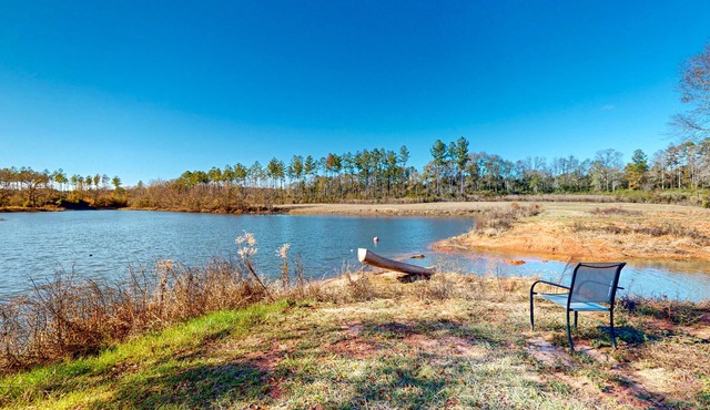 Peaceful retreat with ponds, canoe, paddle board, pool table, firepit, & grill