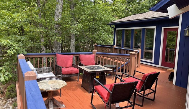 Peaceful wrap around deck with hot tub