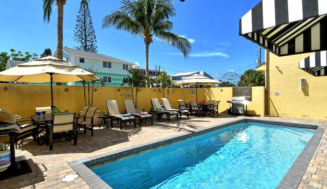 Peacock Villa | Spacious Outdoor Area, Cabana Room, Heated Pool, & Steps to Siesta Key Beach!