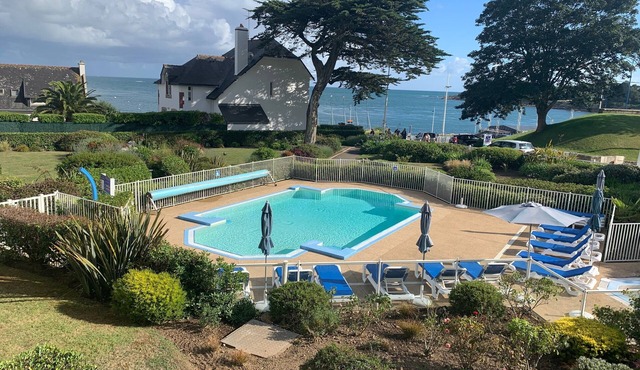 Penfret - Appt avec piscine, vue mer, plage à 50m