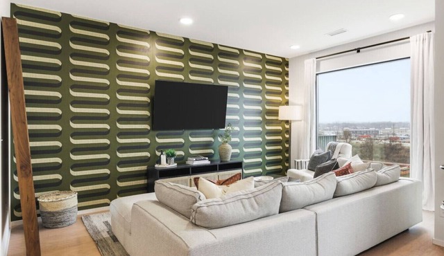 Penthouse River View Condo with Patio + Parking, Downtown
