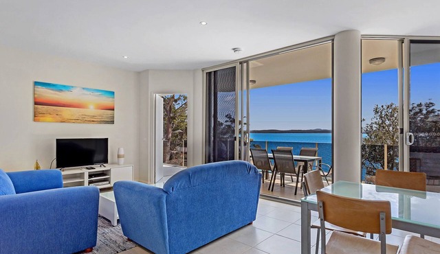 Perched above Dutchies Beach with views over the bay