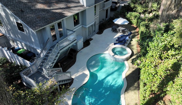 Perfect Sea Pines location with spectacular pool and spa!
