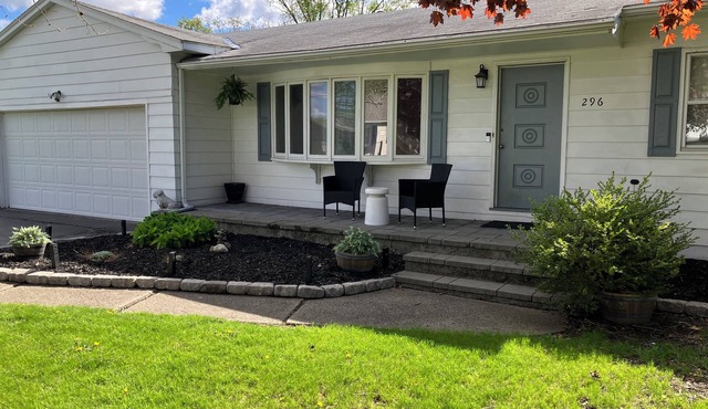 Pet friendly 3-bedroom. About a mile from downtown. Fenced-in backyard.