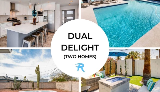 Pet-friendly combo perfect for families + groups, with spa, pool, games, + more!