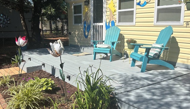 Pet Friendly Separate Fee 75, enjoy fenced in yard, outdoor shower, fire pit