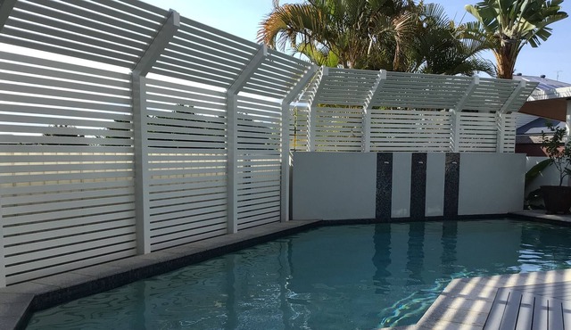 Pet friendly Two bedrooms with private living space and in ground pool.