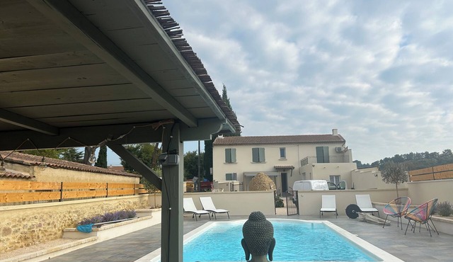 Petit Mas at Arlett next to vineyards