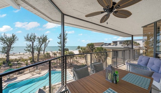 Pine Cove#304 is a 3/2 beachfront Sanibel vacation rental condo