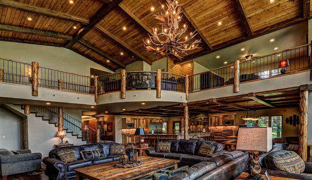Plush lakefront lodge with private dock, high-speed WiFi, & game room