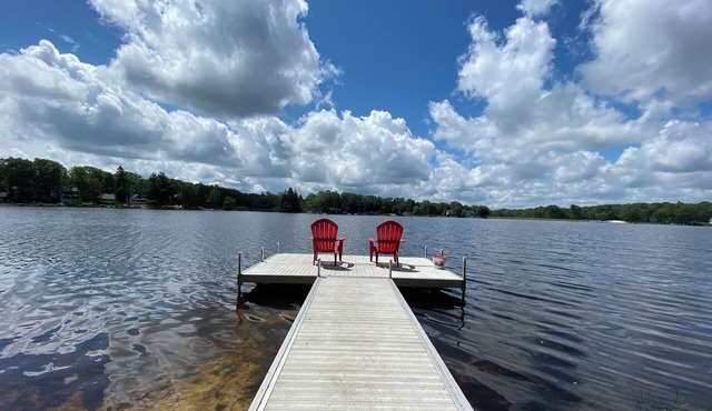 Pocono Lakefront Home- with Private Dock & Swim Raft, Fire Pit, & Boats!