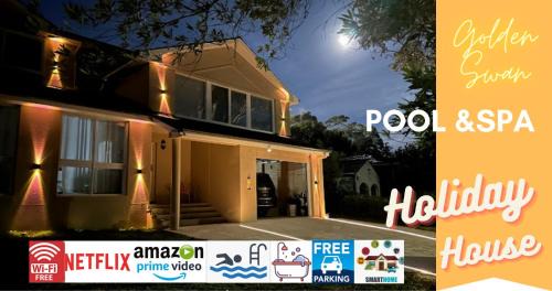 Pool - Arcade Games - Heated toilet seat - Air Conditioning- Hot Tub Spa - Electrical BBQ Grill at Golden Swan Holiday House