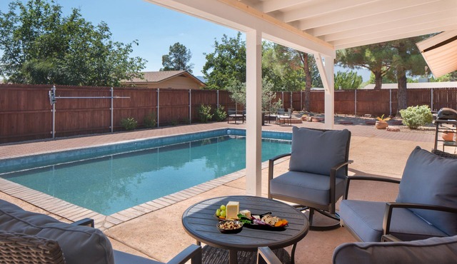Pool, Hot tub, Fire Pit, BBQ ~ Beautiful home with patio living at it's best!