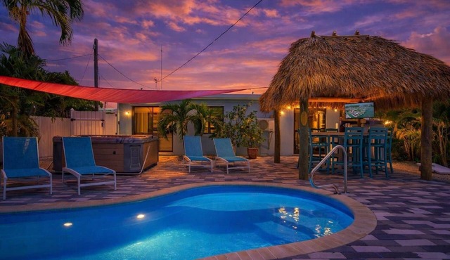 Pool, Spa, 50’ Dock, Game Room & Tiki Hut!