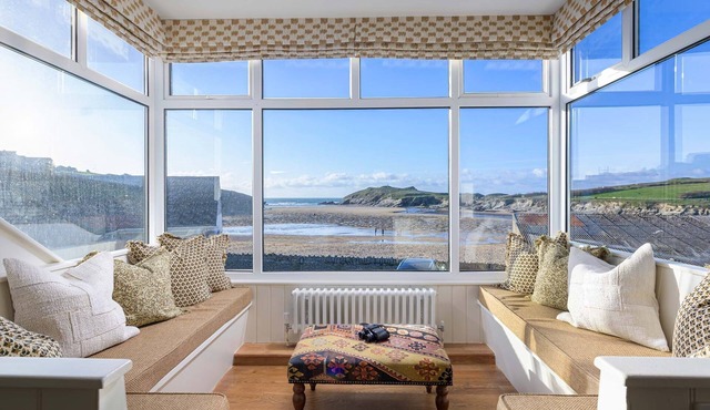 Porth Beach House is a laid-back coastal pad with front-row views of Porth beach sleeps 10