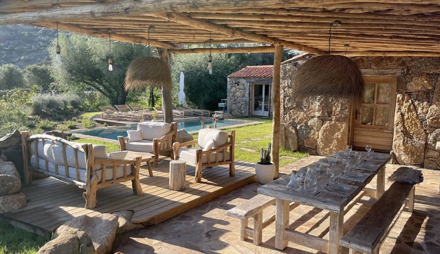 Porto Vecchio near Palombaggia, pretty sheepfold with heated pool