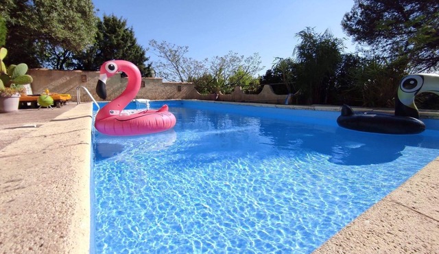 Pretty villa near Avignon and the Pont du Gard with a view of the village of Tavel