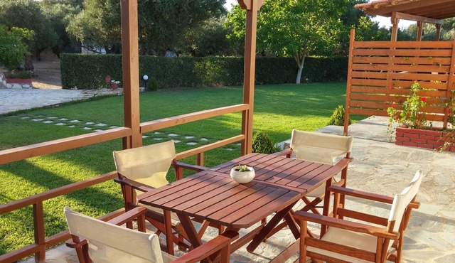 Private Apartments in 6500m2 Fenced Off Green Olive Groove 200m away from beach