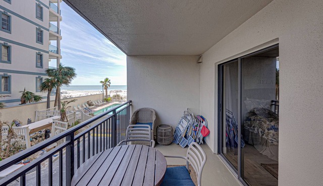 Private Beach Access | Balcony w/Beach + Pool View