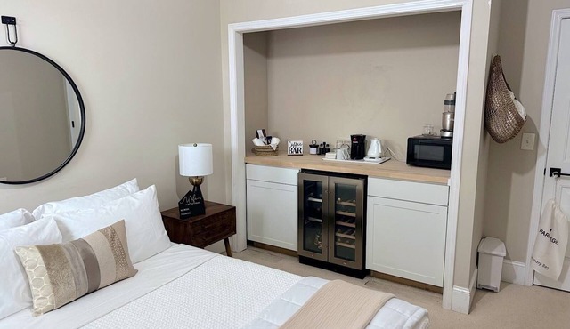 Private bed and bathroom with partition and own entrance.