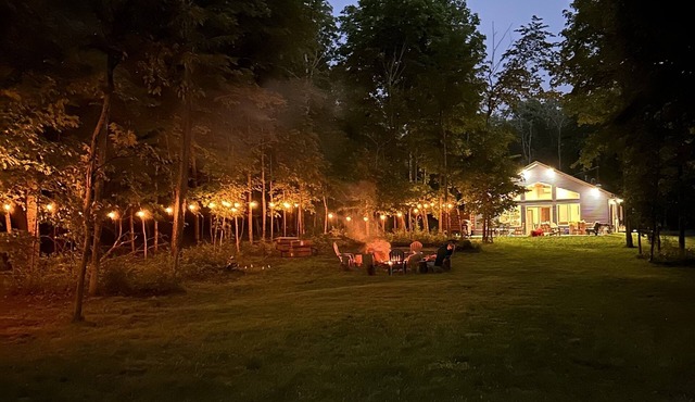 Private Cabin on Dead Lake-14 acres, dog friendly, hard sand beach, comfy beds
