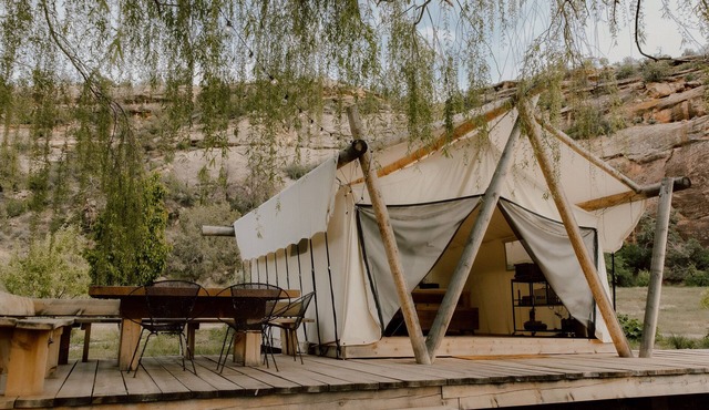 Private Canyon Glamp - 2 Lux Tents + Views + Bath