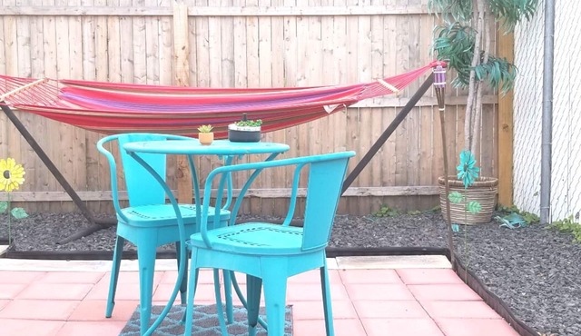 PRIVATE ENTRANCE AND PATIO WITH 60"TV