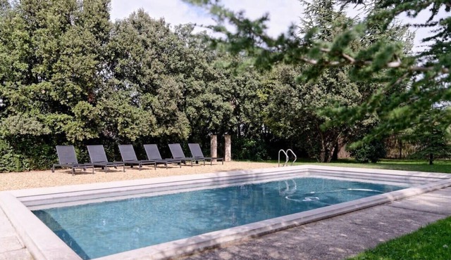 Private furnished apartment with all comfort has a terrace, garden & pool