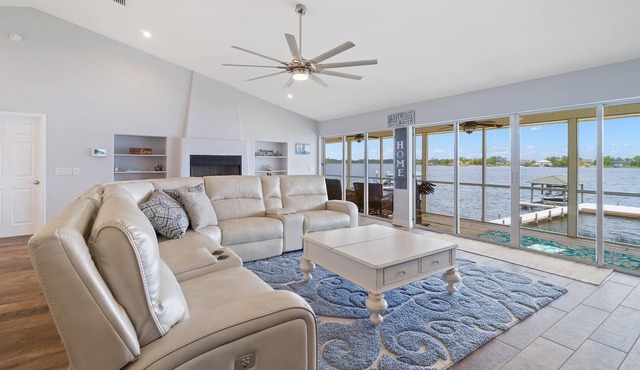 Private Gated Bayfront Home With Panoramic Water Views & Private Dock