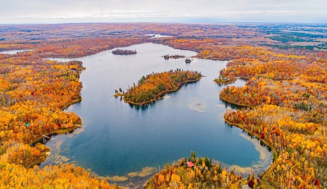 Private Island with Lakefront Cabin on three sides