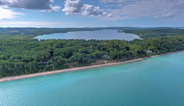 Private Lake Michigan lakefront luxury retreat North of Leland w stunning views