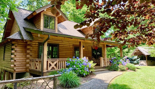 Private Log Cabin Hot Tub + Fire Pit Peaceful Near Hendersonville