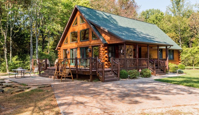 Private Log Cabin Retreat | Pond, Hot Tub, Game Room, Sleeps 8