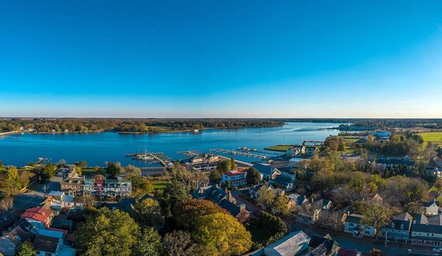 Private pier and pool at this waterfront Chestertown home