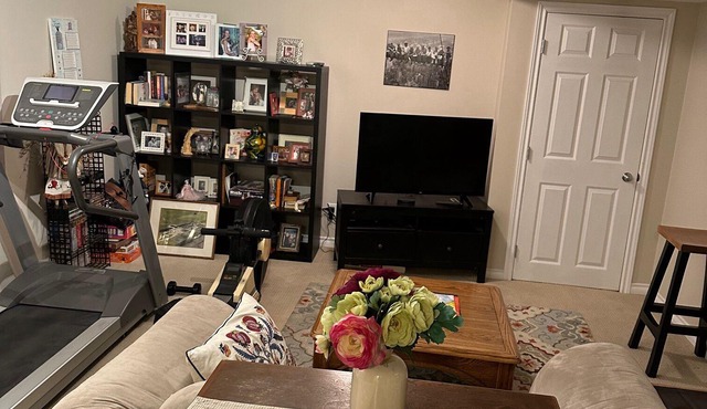 Private, quiet, cozy developed basement living area with 2 beds.