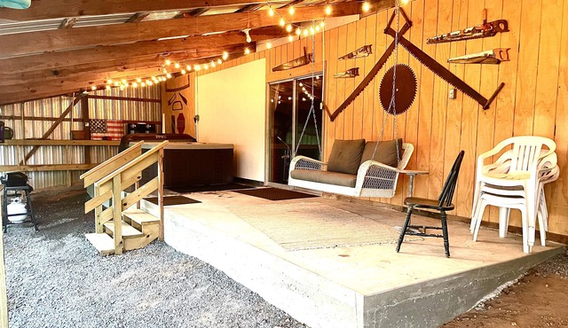 Private setting in town with large yard and fire pit! Unique, vintage decor!