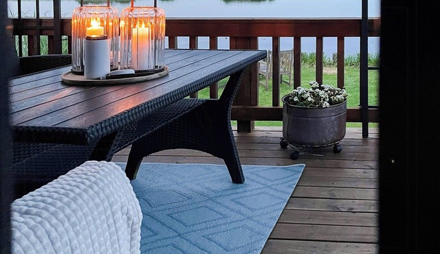 Protected fjord cabin with fjord views