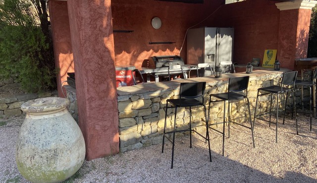 Provencal house under the olive trees with swimming pool.