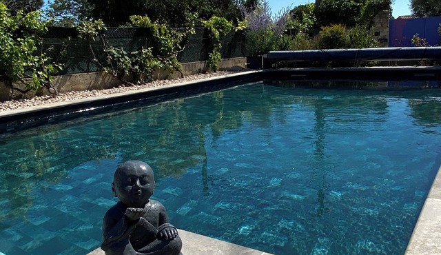 Provençal studio, with swimming pool, between sea and mountains, quiet