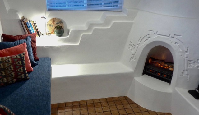 Pueblo Deco captures the essence of Taos adobe interior architecture
