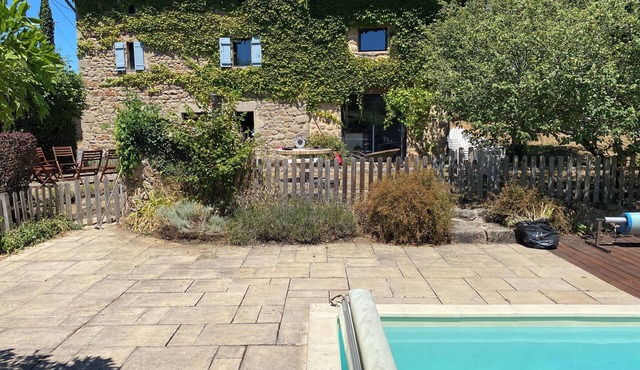 Puy de Dôme, Livradois Forez, traditional house with heated pool.