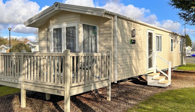 Quality 12ft-wide caravan with one double and one twin.