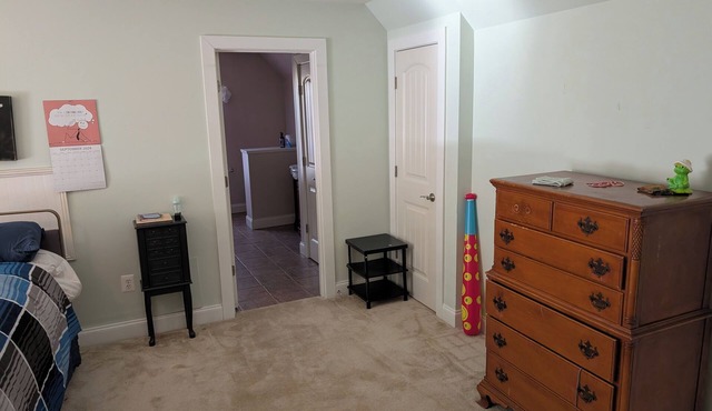 Queen Suite w/Jetted Tub, Private Bath & Shared Theater and Gym